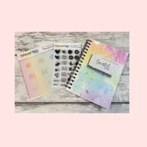 Tracey Hey – Swatch Collection- “Rainbow Sparkle Bundle” – Swatch Book, Stamp and Stencil set