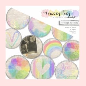 Pack 30 Papeles Vintage Rainbow Tracey Hey 6"x6" 10 diseños