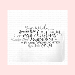 Sello Merry Christmas in many languages Gummiapan 17090110